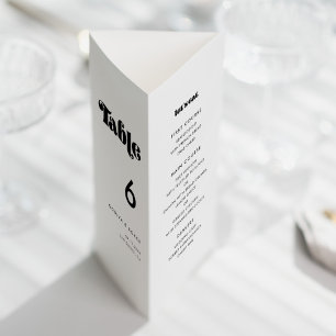 Vintages Retro-Skriptmenü und Tischnummer-Trifold