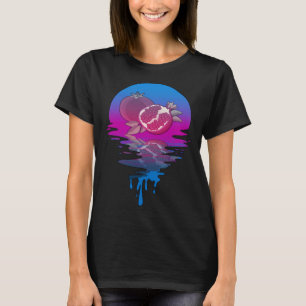 Vintages Retro-Sunset-Granatapfel T-Shirt