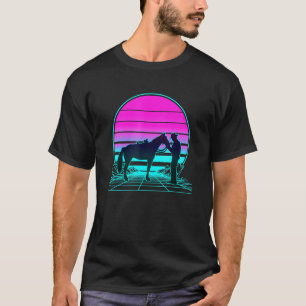 Vintages Retro-Sunset-Halter-Pferd T-Shirt