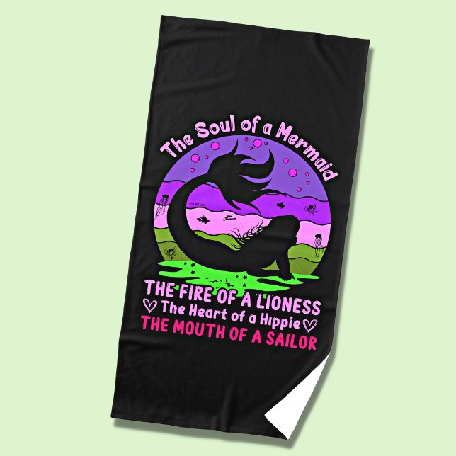 Vintages Retro Sunset Soul einer Meerjungfrau Strandtuch (Von Creator hochgeladen)