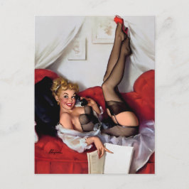 Vintages Retro Telefone Pinup Postkarte