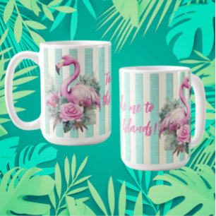 Vintages Retro Tropisches rosa Flamingo Kaffeetasse