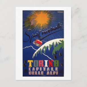 Vintages Retro Turin Wintersport Italienische Reis Postkarte