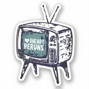Vintages Retro-TV-Set in Herzrunden Aufkleber