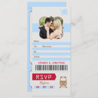Vintages Retro Wedding RSVP Zug Ticket Stub Foto