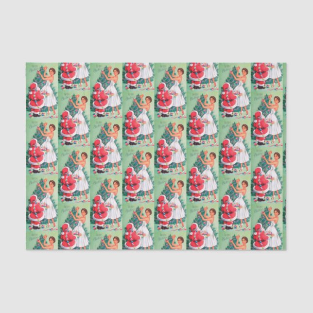 Vintages Retro Weihnachten Weihnachten und Damenge Seidenpapier (Vorderseite)