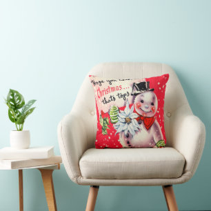 Vintages Retro Weihnachts-Schneemann Wohngestaltun Kissen