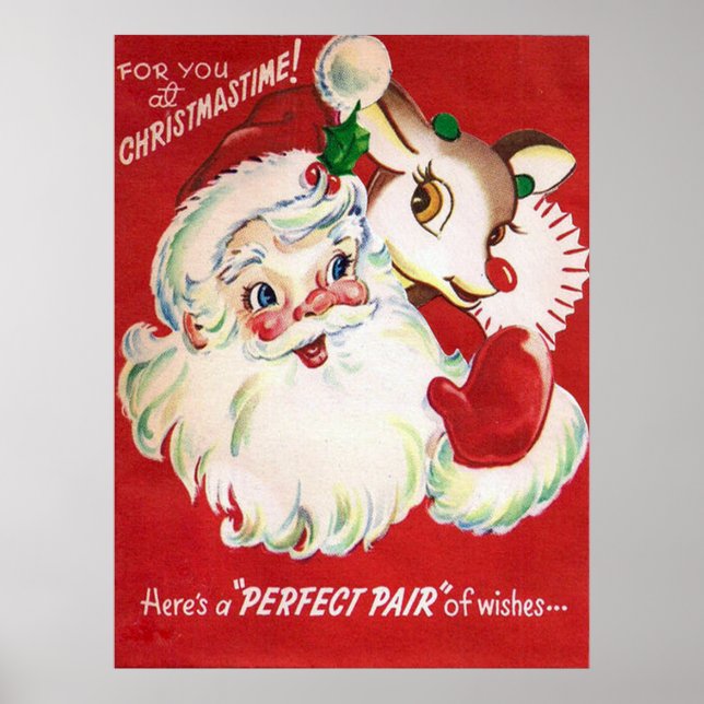 Vintages Retro Weihnachts-Weihnachtspostposter Poster (Vorne)