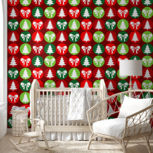 Vintages Retro-Weihnachtsbaum und Bows-Muster Tapete