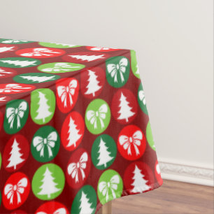 Vintages Retro-Weihnachtsbaum und Bows-Muster Tischdecke