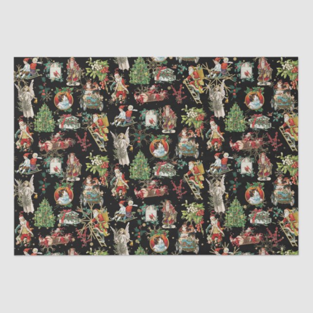 Vintages Retro Weihnachtsmuster Seidenpapier (Vorderseite)