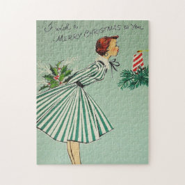 Vintages Retro Weihnachtspuzzlespiel Puzzle