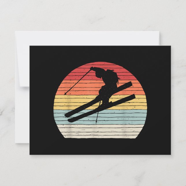 Vintages Retro Wintersport Skifahren Dankeskarte (Vorderseite)