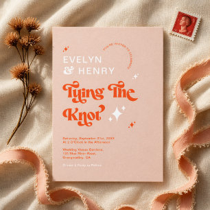 Vintages Retro, wir binden die Knoten Hochzeit Einladung