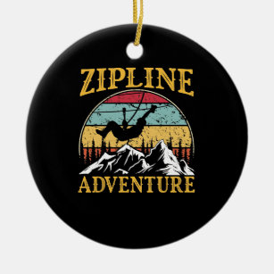 Vintages Retro-Zipline-Erlebnis, passend zu Ziplin Keramik Ornament