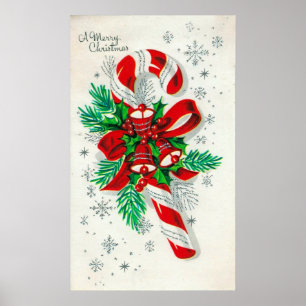Vintages retro Zuckerstange Weihnachtsplakat Poster