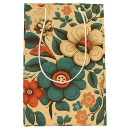 Vintages Retrodesign Blütenpastellfarben Mittlere Geschenktüte