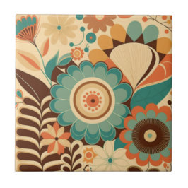 Vintages Retrodesign florbraunes Beizgrün Fliese