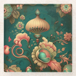 Vintages Retrodesign florgrün Glasuntersetzer