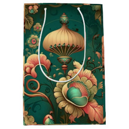 Vintages Retrodesign florgrün Mittlere Geschenktüte