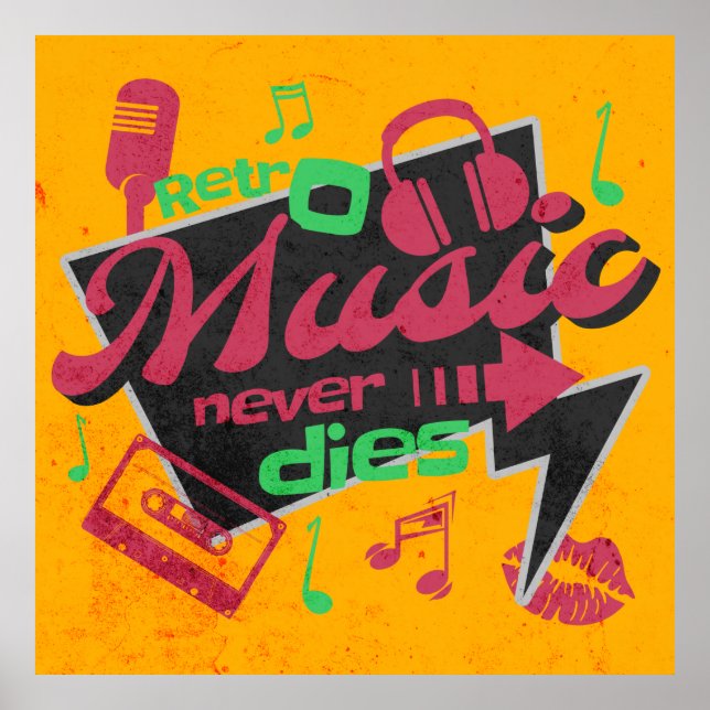 Vintages Retromusikposter Poster (Vorne)