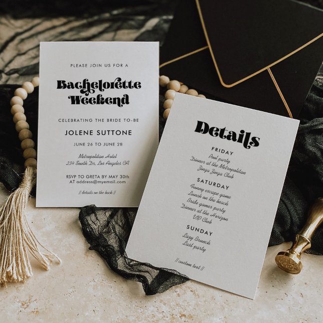 Vintages Retroskript Bachelorette Weekend Einladung (Von Creator hochgeladen)