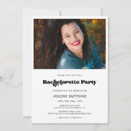 Vintages Retroskript-Junggeselinnen-Abschied-Foto Einladung