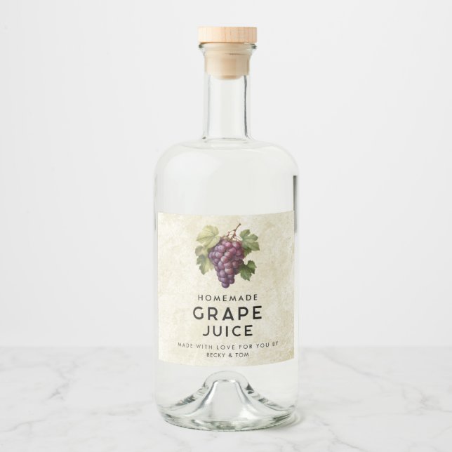 Vintages Rezept für Rottraubensaft Alkoholflaschenetikett (Vorderseite)