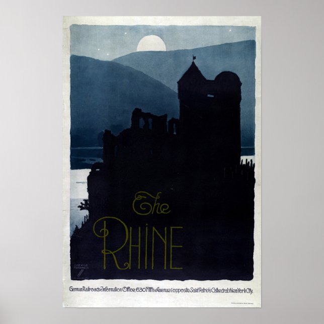 Vintages Rheinschloss Europäische Reise Poster (Vorne)