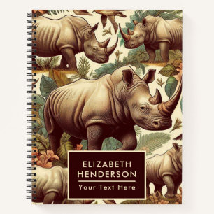Vintages Rhino Nahtlos Notizbuch