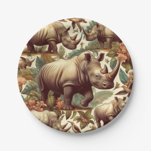 Vintages Rhino Nahtlos Pappteller