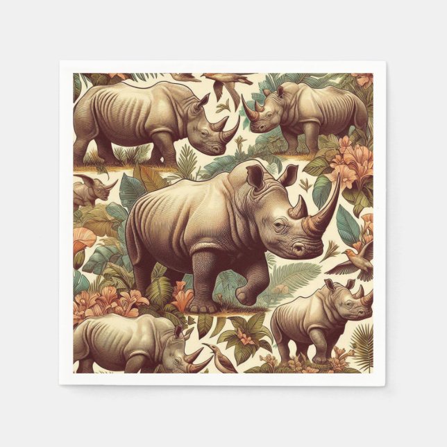 Vintages Rhino Nahtlos Serviette (Vorderseite)