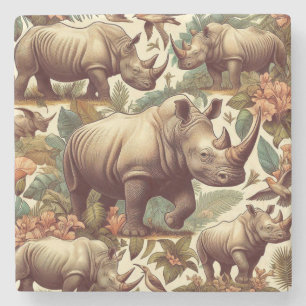 Vintages Rhino Nahtlos Steinuntersetzer