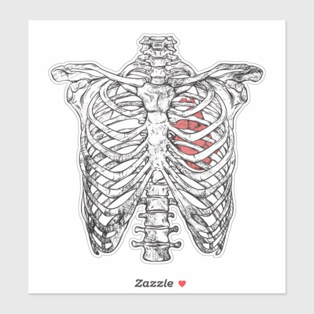 Vintages Ribcage & Herzanatomie Halloween Aufkleber (Blatt)