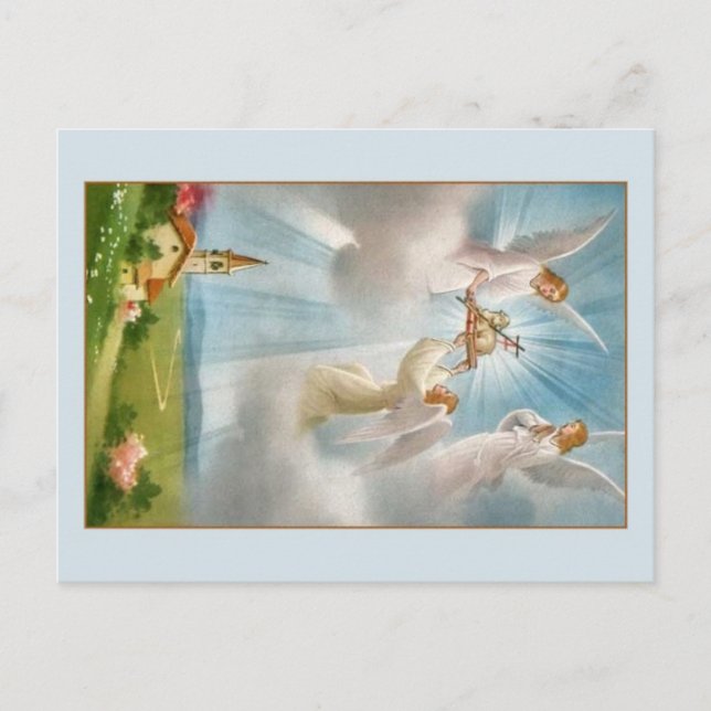 Vintages Risen Lamm Gottes Engel Ostern Postkarte (Vorderseite)