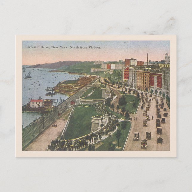Vintages Riverside Drive New York Postkarte (Vorderseite)