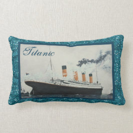 Vintages RMS Titanic Deep Blue Ocean Glitzer Lendenkissen