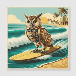 Vintages Roboteruhsurfen am Strand Magnetkarte