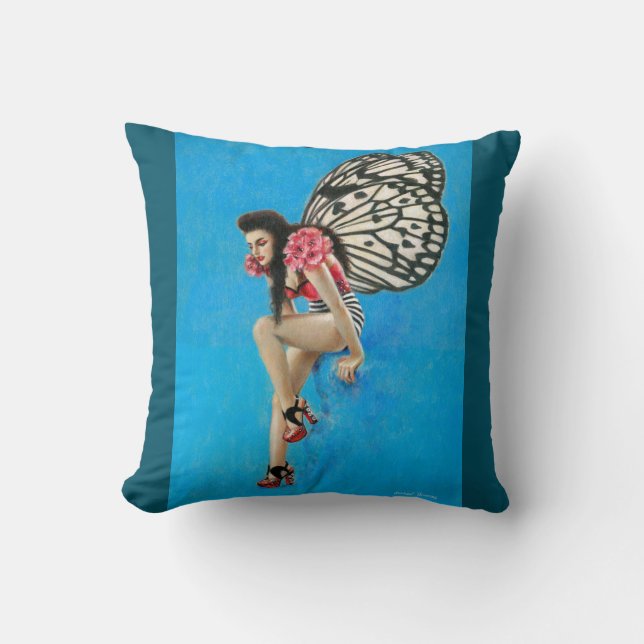 Vintages Rockabilly Fairy Throw Cushion Kissen (Vorderseite)