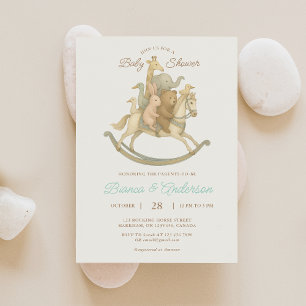 Vintages Rocking Horse Baby Shower Einladung