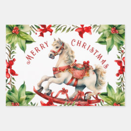 Vintages Rockpferd Geschenkpapier Set