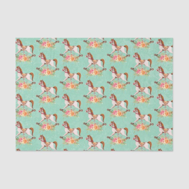 Vintages Rockpferd mit Blumenmuster Seidenpapier (Vorderseite)