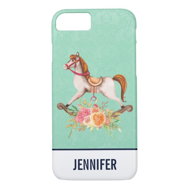 Vintages Rockpferd mit Blumenstrauß Case-Mate iPhone Hülle (Rückseite)