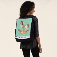 Vintages Rockpferd mit Blumenstrauß