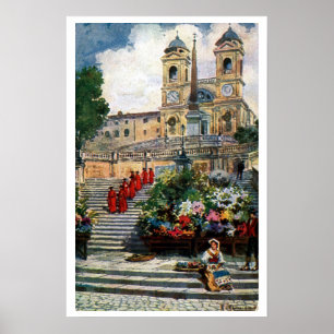 Vintages Rom Aquarell Trinita dei Monti Poster