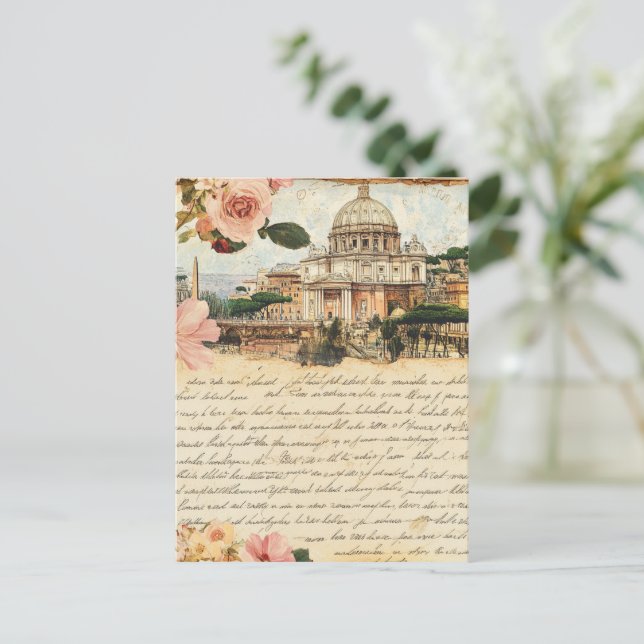 Vintages Rom Briefe Blumenkunst Postkarte (Stehend Vorderseite)