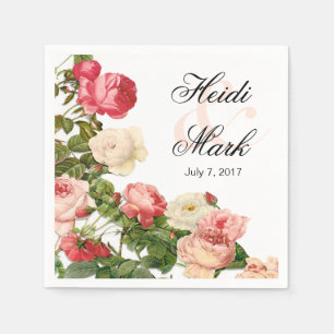 Vintages Romance rosa Mit Blumenweiß der Rosen Serviette