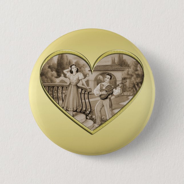 Vintages romanisches Ehepaar, Mann und Frau, Gold Button (Vorderseite)