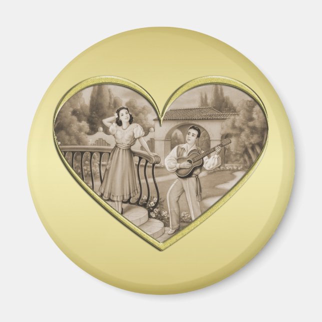 Vintages romanisches Ehepaar, Mann und Frau, Gold Magnet (Vorne)