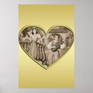 Vintages romanisches Ehepaar, Mann und Frau, Gold Poster